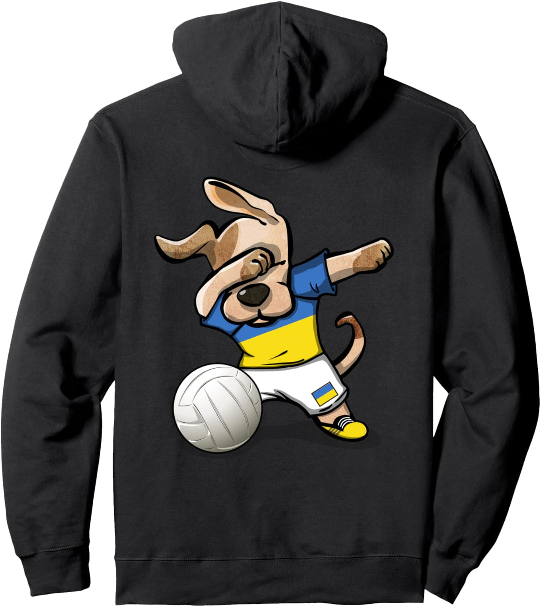 Tupfender Hund Ukraine Volleyball Ukrainische Flagge Sport Pullover Hoodie