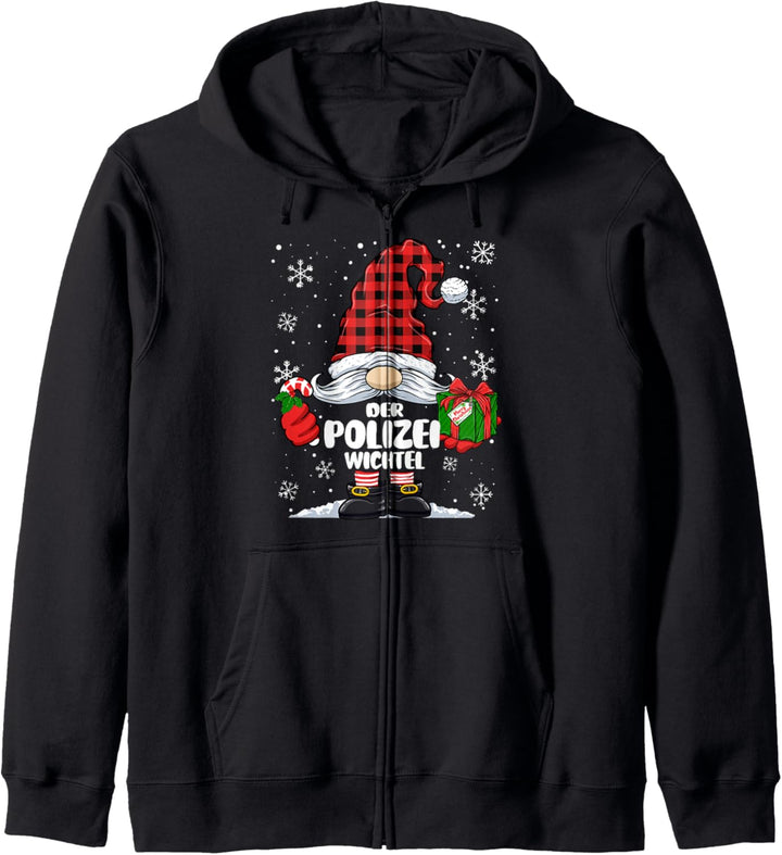 Polizei Wichtel Weihnachten Wichtel Polizist Damen Herren Kapuzenjacke