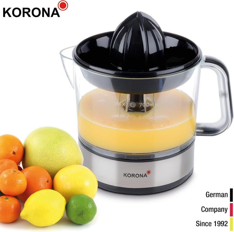 Korona 27020 Zitruspresse | 40 Watt | 0,7 L Kapazität | 2 Presskegelgrössen | Staubschutzdeckel | Re