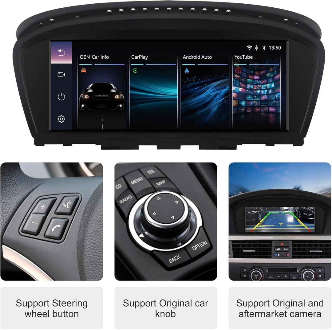 Autoradio für Wireless Carplay/Android Auto Touchscreen Radioempfänger für BMW 3/5 E60/E63/E64/E90/E