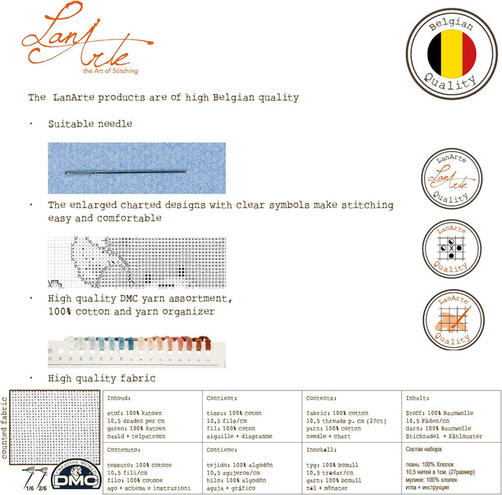 Lanarte Zählmusterpackung Buddha Kreuzstichpackung, Baumwolle, Mehrfarbig, 39 x 49 x 0.3 cm