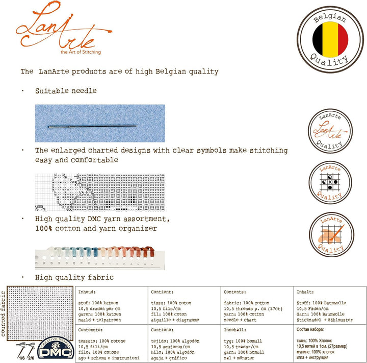 Lanarte Zählmusterpackung Buddha Kreuzstichpackung, Baumwolle, Mehrfarbig, 39 x 49 x 0.3 cm
