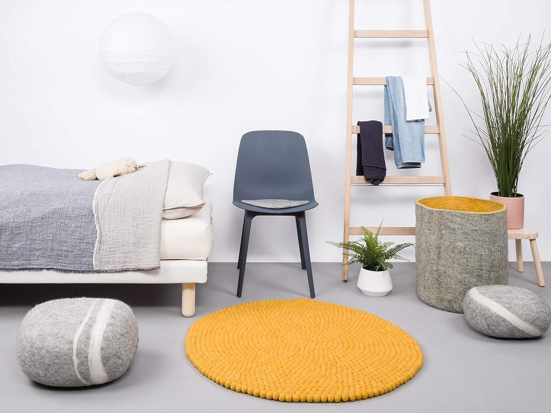 myfelt Klara Filzkugelteppich — Ø 70 cm, ideal für Schlaf-, Wohn-, Kinderzimmer, Flur & Bad 70cm Ø G