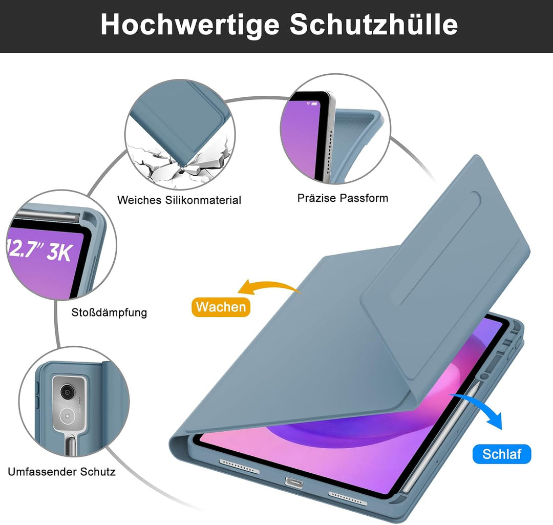 Hülle Tastatur für Lenovo Idea Tab Pro 12.7 Zoll 2025 (TB-373FU/TB-375FC) Smogblau Lenovo Idea Tab P