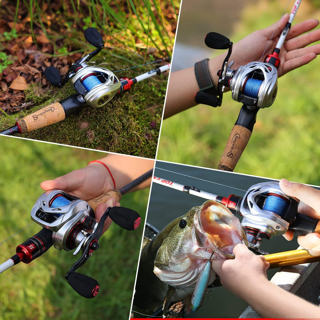 Sougayilang MAX Baitcasting Rolle 8.0:1 High Speed Gear Ratio Angelrolle 18LB Kohlefaser Drag Baitca