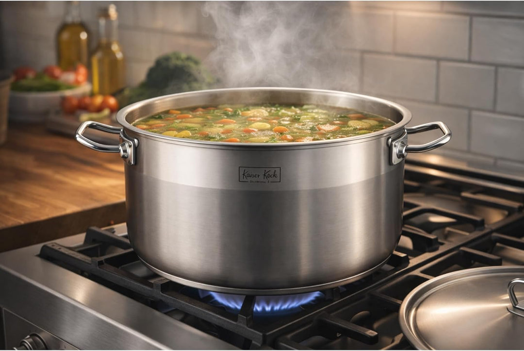 Premium Kochtopf 32cm mit Deckel – 12,8L Grosser Suppentopf aus 18/10 Edelstahl – Induktionsgeeignet
