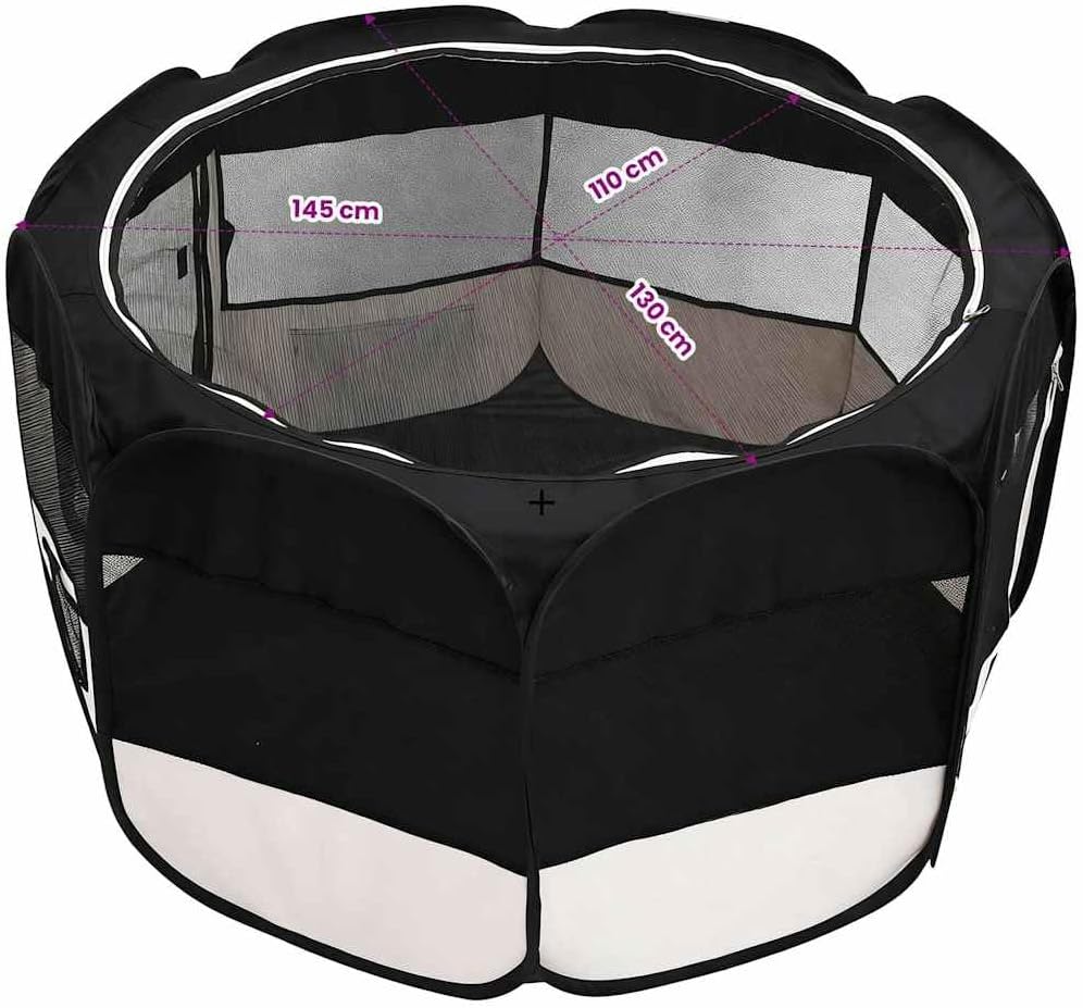 vidaXL Welpenlaufstall Faltbar 145x145x61cm Welpenauslauf Tierlaufstall Hunde 145 x 145 x 61 cm Schw
