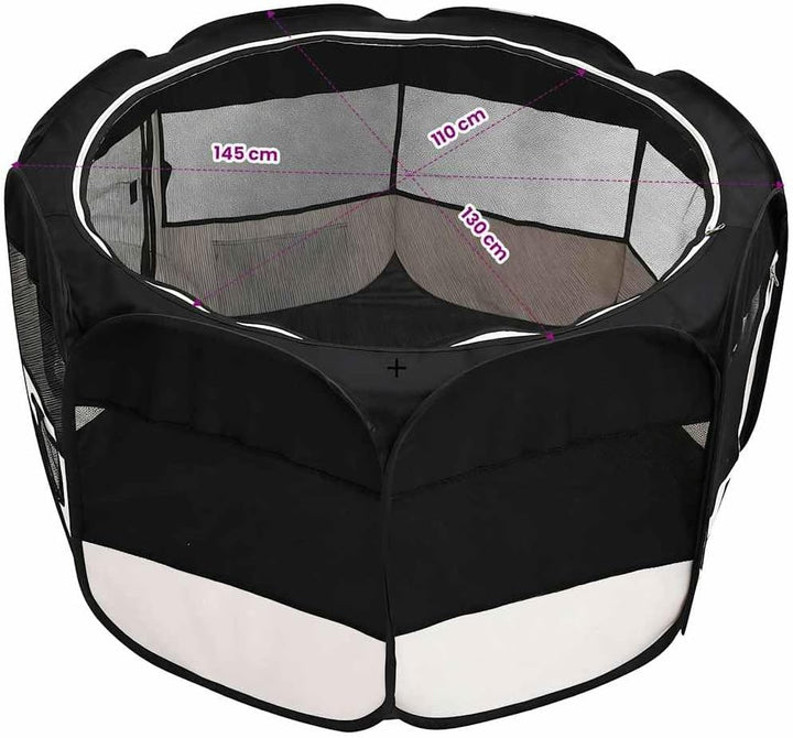 vidaXL Welpenlaufstall Faltbar 145x145x61cm Welpenauslauf Tierlaufstall Hunde 145 x 145 x 61 cm Schw