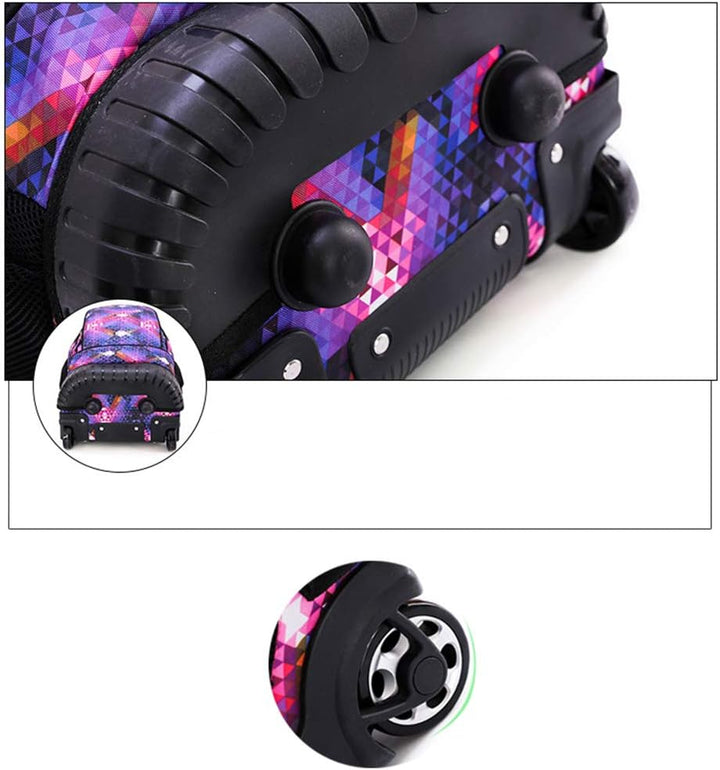 FGASAD Trolley Wheel Pack Back, Roller Backpack Children's School Bag Luggage Wheels Laptop Backpack