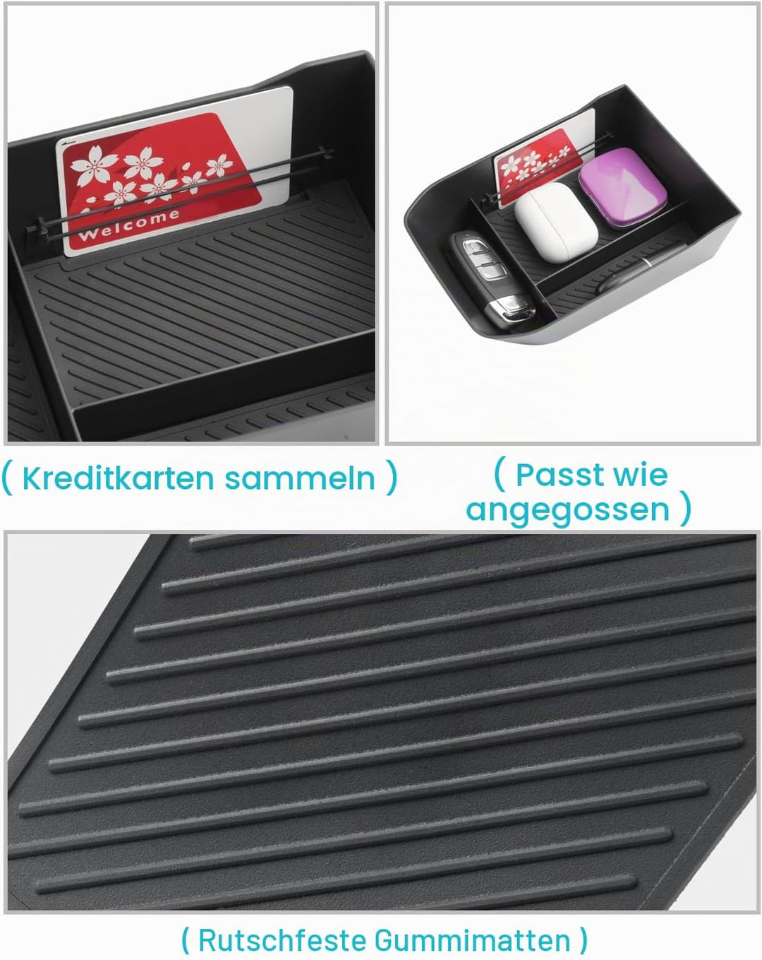 [2 Stück] CDEFG Kompatibel mit Kia EV3 2025 2026 Mittelkonsole Organizer + Armlehne Aufbewahrungsbox