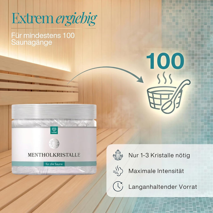 LoWell® 200g Mentholkristalle aus 100% reiner Minze - Ideal als Sauna Aufgussmittel für die Sauna in