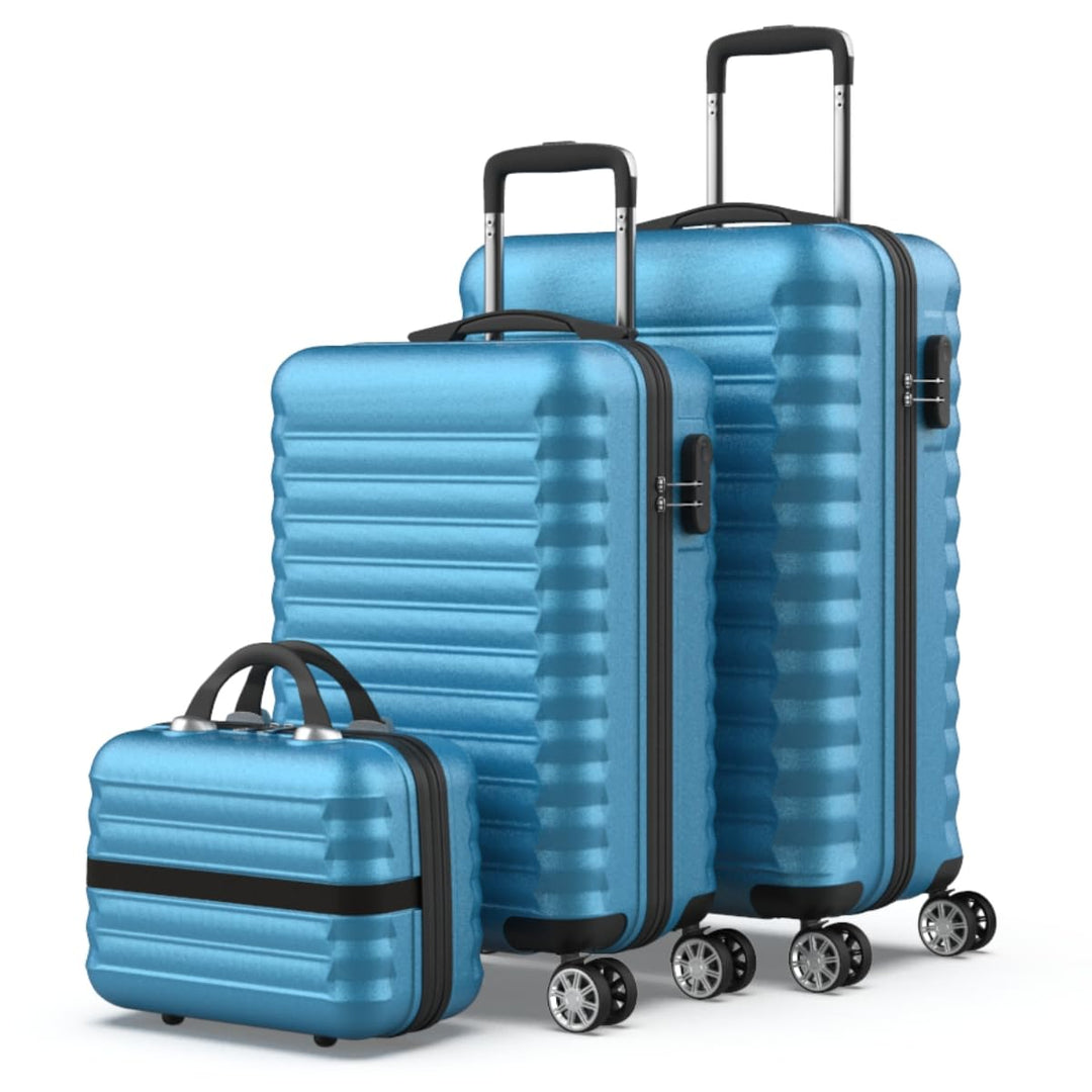 NUMADA - Gepäck-Set und Kulturbeutel 3 Stück Mod. Newteck Blau, mittel 63cm, klein 53cm und Kulturbe