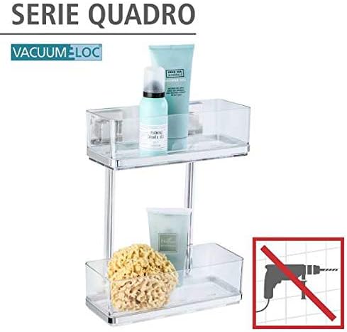 WENKO Vacuum-Loc® Badezimmer Wandregal Quadro Duo, ohne Bohren, mit 2 Etagen, rostfreie Edelstahl Ha