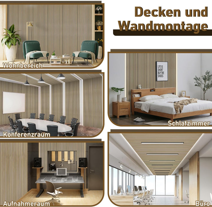 Akustikpaneele Holz 120x60 cm, Schallabsorbierende Wandverkleidung mit Holzfurnier & Filz – Modernes