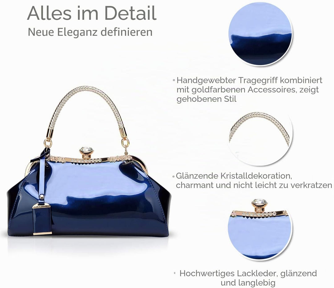 NICOLE & DORIS Handtaschen für Damen Lackleder Handtaschen Abendtasche für Party Hochzeit Schulterta