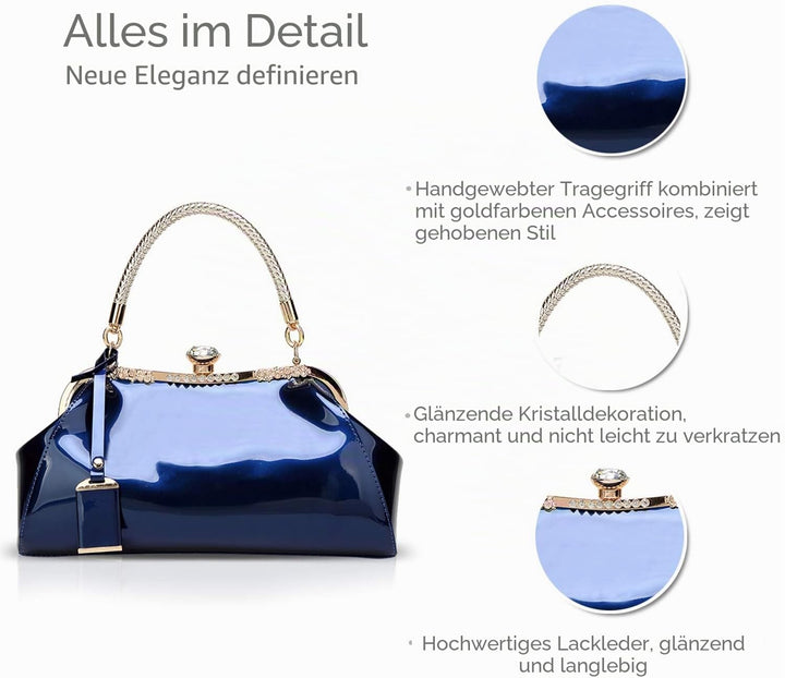 NICOLE & DORIS Handtaschen für Damen Lackleder Handtaschen Abendtasche für Party Hochzeit Schulterta