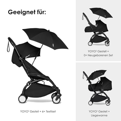BABYZEN YOYO Sonnenschirm, Black - UPF 50+ Schutz - Kompatibel mit 0+ Neugeborenen Set, Liegewanne,