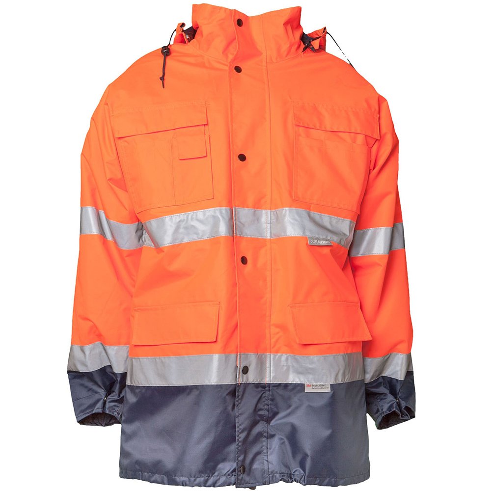 Grösse 4XL Herren Planam Warn-/Wetterschutz Parka 2-farbig orange marine Modell 2056