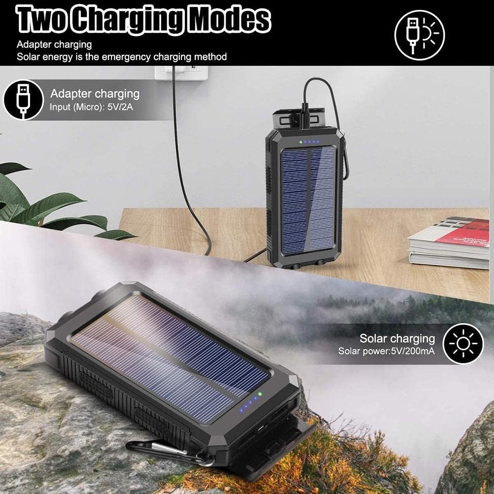 Solar-Powerbank 20.000 MAh, Solar-Ladegerät mit Zwei USB-Anschlüssen, Handy-Zubehör, Tragbares Ring-