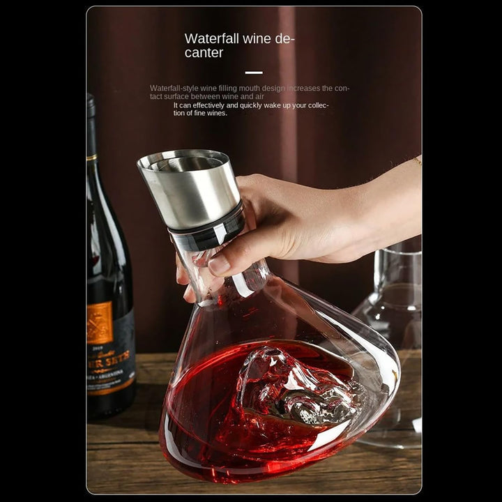 Dekanter Rotwein,Weindekanter Rotwein,Waterfall Quick,1.5l,Kristallglas-Weindekanter,Eingebauter Luf