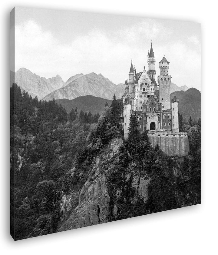 deyoli einladende Burg Neuschwanstein Format: 60x60 Effekt: Schwarz&Weiss als Leinwandbild, Motiv au