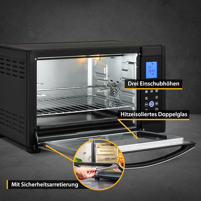 TZS First Austria Minibackofen, 30L, 1600 Watt, Digitalanzeige, kompakter Elektroofen für den Tischg