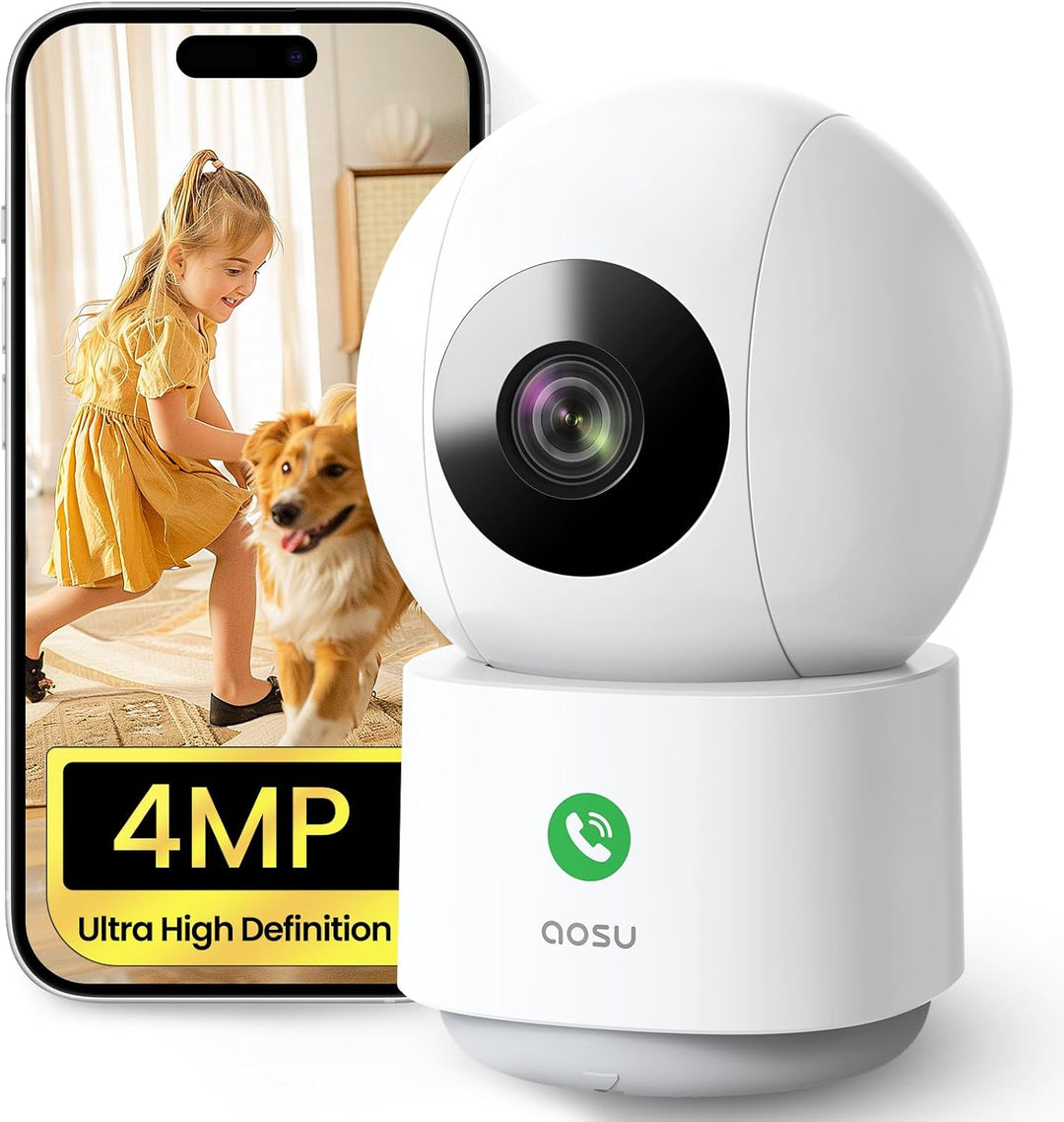 AOSU 4MP Überwachungskamera Innen WLAN Kamera, 360 ° Bewegungsverfolgung, Homekit Kamera mit 5G/2.4G