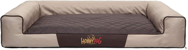 Hobbydog L VICBEB4 Eckig Hundebett, Victoria Katzenbett Schlafplatz, beige mit braun Beige-Braun L,