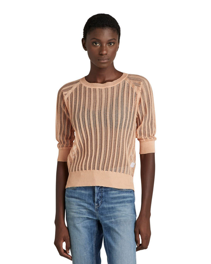 G-STAR RAW Damen Pointelle Knitted Top Knits XS Rosa (Peach Nougat D21656-d140-c962), XS Rosa (Peach