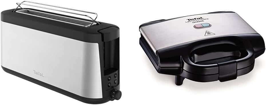 Tefal Element TL4308 Toaster, 7 Bräunungsstufen (1000 Watt) silber/schwarz & Ultracompact Sandwichma