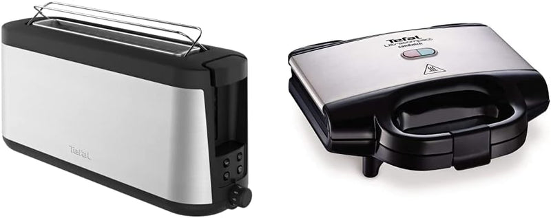 Tefal Element TL4308 Toaster, 7 Bräunungsstufen (1000 Watt) silber/schwarz & Ultracompact Sandwichma
