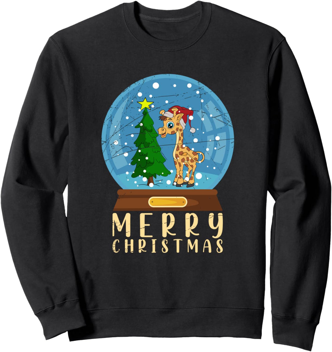 Frohe Weihnachten Schneekugel Niedliche Giraffe Sweatshirt