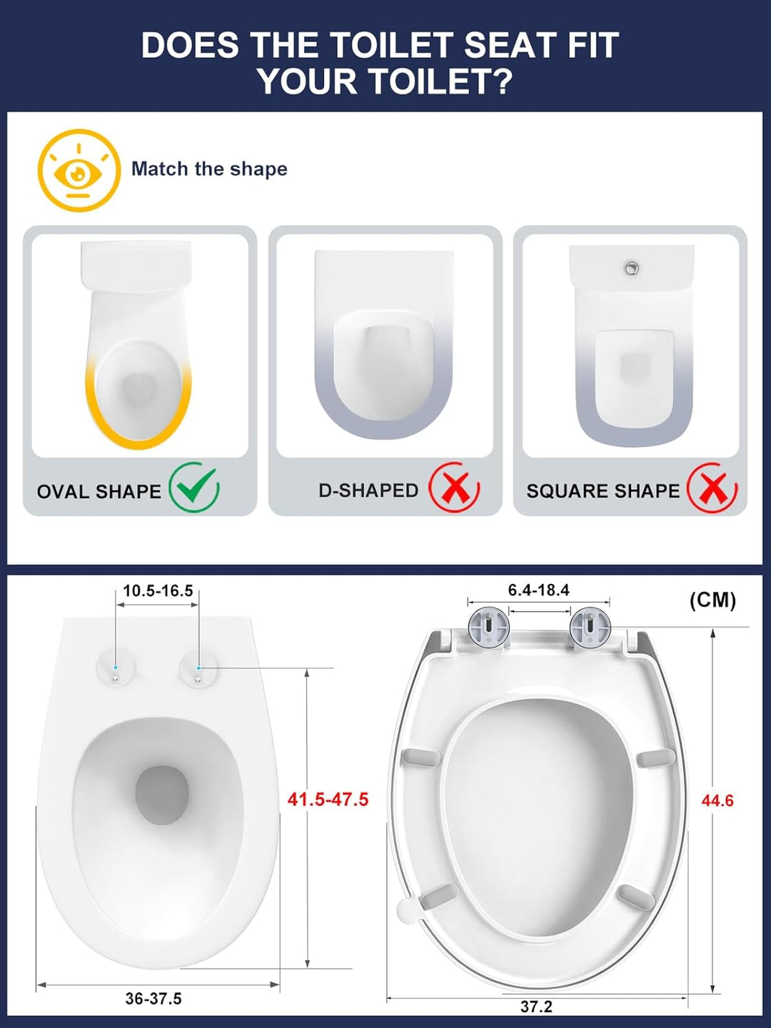 YEAUPE PRO Toilettendeckel mit Absenkautomatik, WC-Sitz mit Quick-Release-Funktion und Softclose Abs