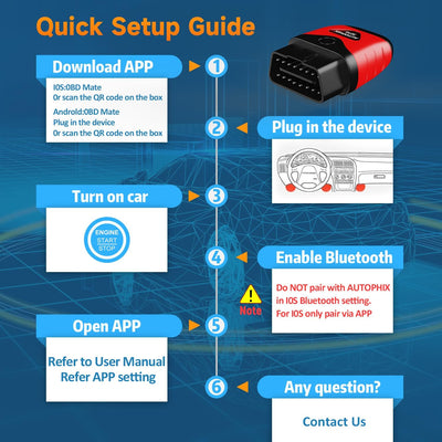 AUTOPHIX 3210 Bluetooth OBD2 Diagnosegerät für iOS & Android EOBD OBDII Auto Scanner mit Batterietes