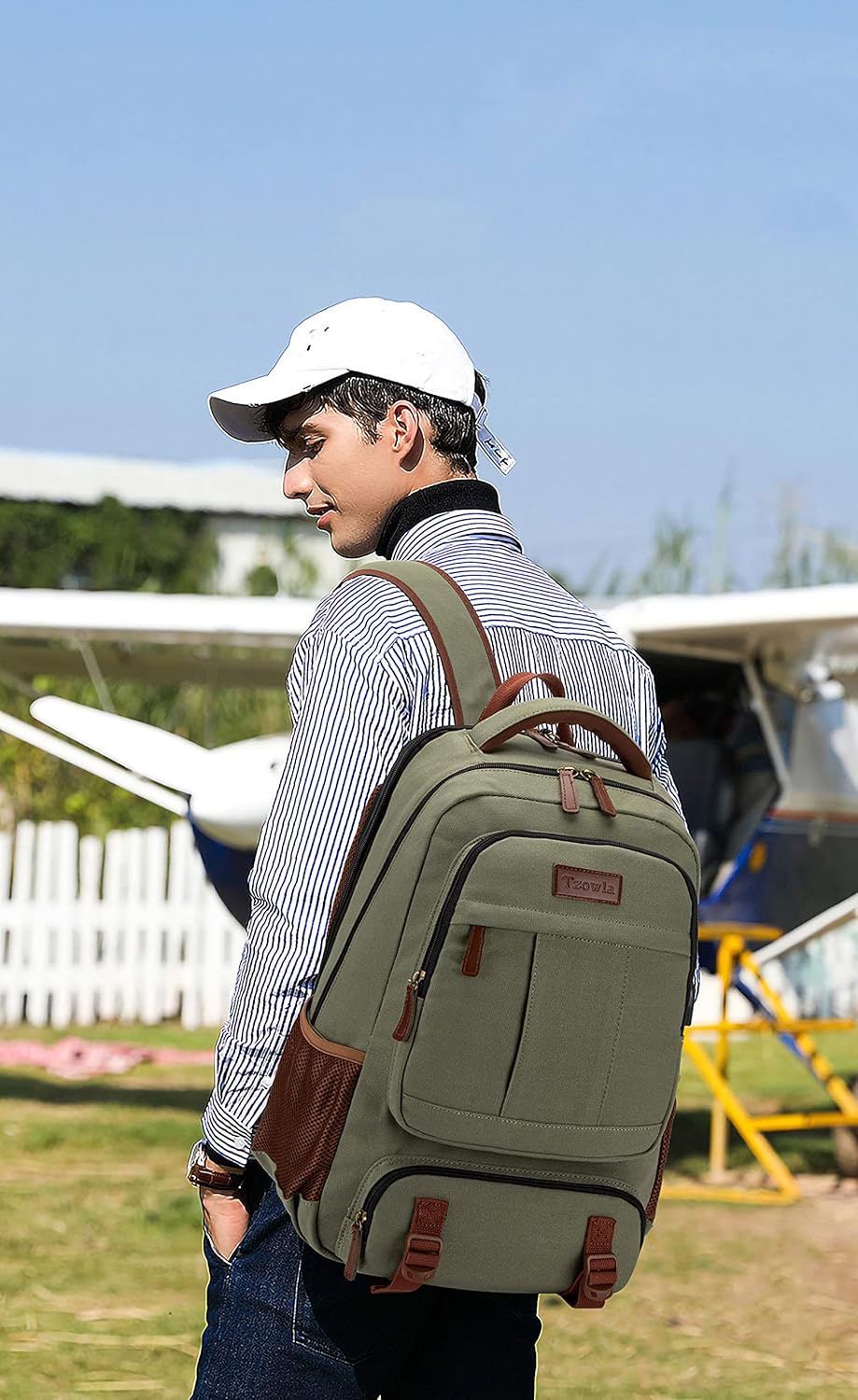 Tzowla Canvas Laptop Rucksack aus Segeltuch,Reise Backpack Tasche Herren und Damen,Arbeit Reiserucks