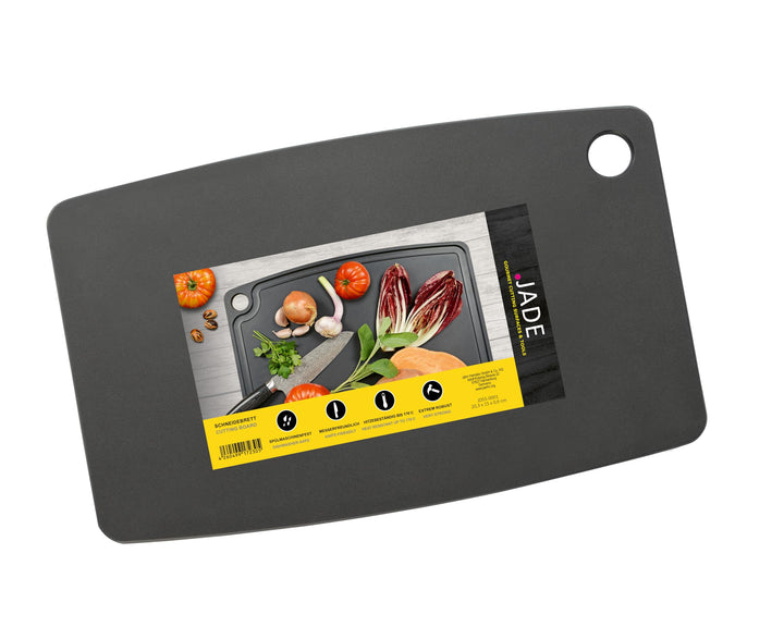 JADE Schneidebrett Gourmet Kitchen mit Aufhängeöse (26 x 16 cm) - Zellulose-Laminat, schwarz - spülm
