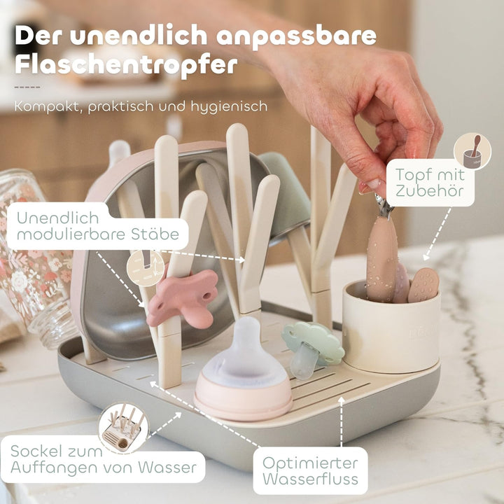 BÉABA Flaschen- und Kindergeschirrabtropfer – Grosses Fassungsvermögen, Modular, Für bis zu 6 Flasch