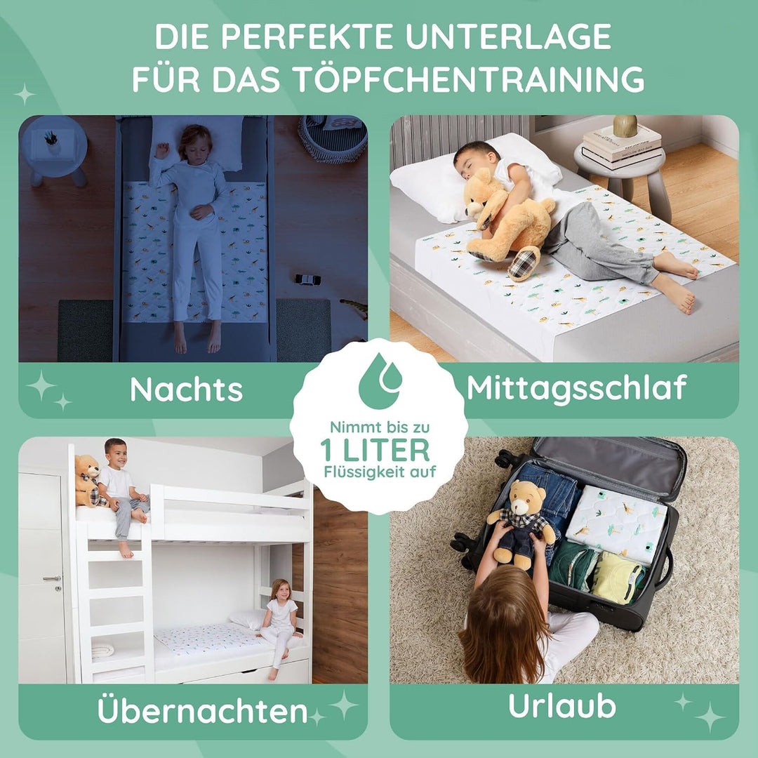 Lynmark® wasserdichte Matratzenauflage zum Befestigen, Matratzenschoner Wasserdicht | Safari Design