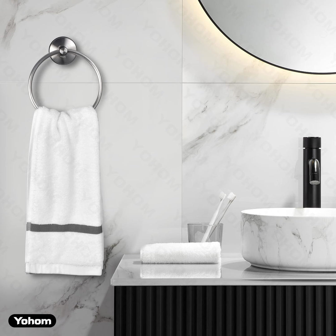 YOHOM Saugschraube Runder Handtuchring Befestigen ohne Bohren Edelstahl Rostfrei Handtuchhalter für