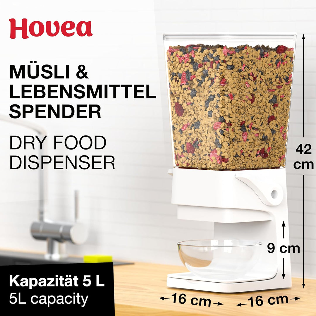 Müslispender mit Kapazität 5L - Spender für Cerealien, Cornflakes, Müsli, Pasta, Trockenfutter - Fut