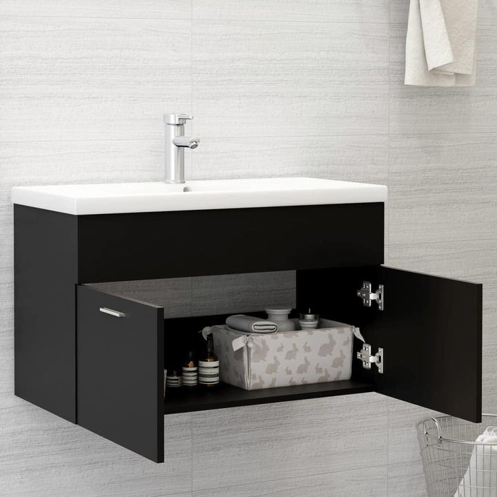 Waschbeckenunterschrank mit Einbaubecken Schwarz Waschbecken Mit Unterschrank BadezimmermöBel Waschb