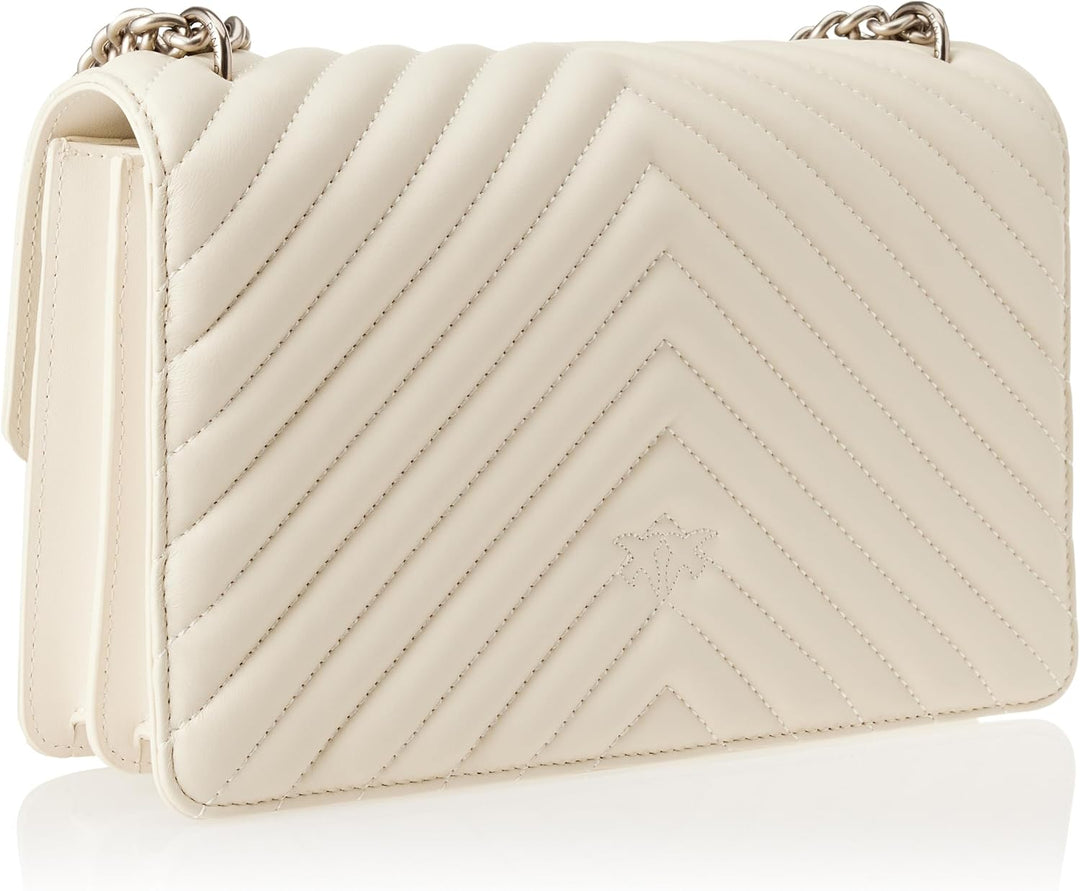 Pinko Damen Love One Classic Sheep Napp Liebe EINEN KLASSISCHEN DC-SCHAFNAPP Z14o_bianco Seta-old Si
