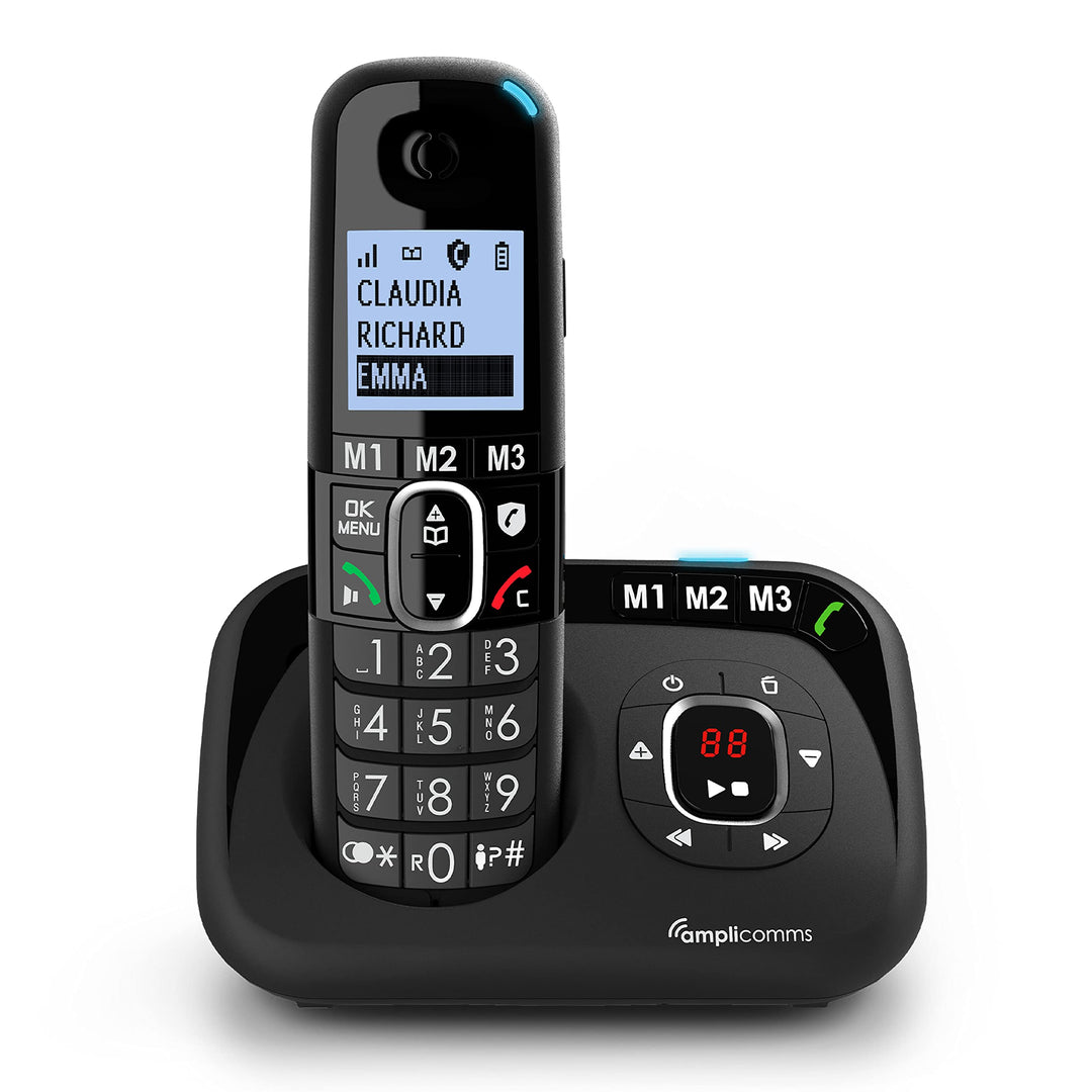 Amplicomms BigTel 1580 schnurloses DECT Grosstasten Telefon, Anrufbeantworter, Audio-Boost, extra La