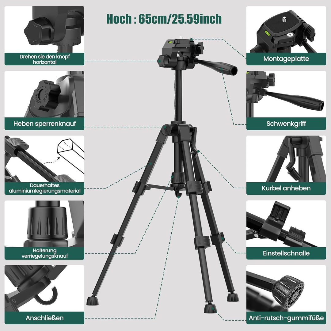 HYCHIKA Kreuzlinienlaser, Grün Laser Wasserwaage mit Stativ, Kreuzlaser Selbstnivellierend, Linienla