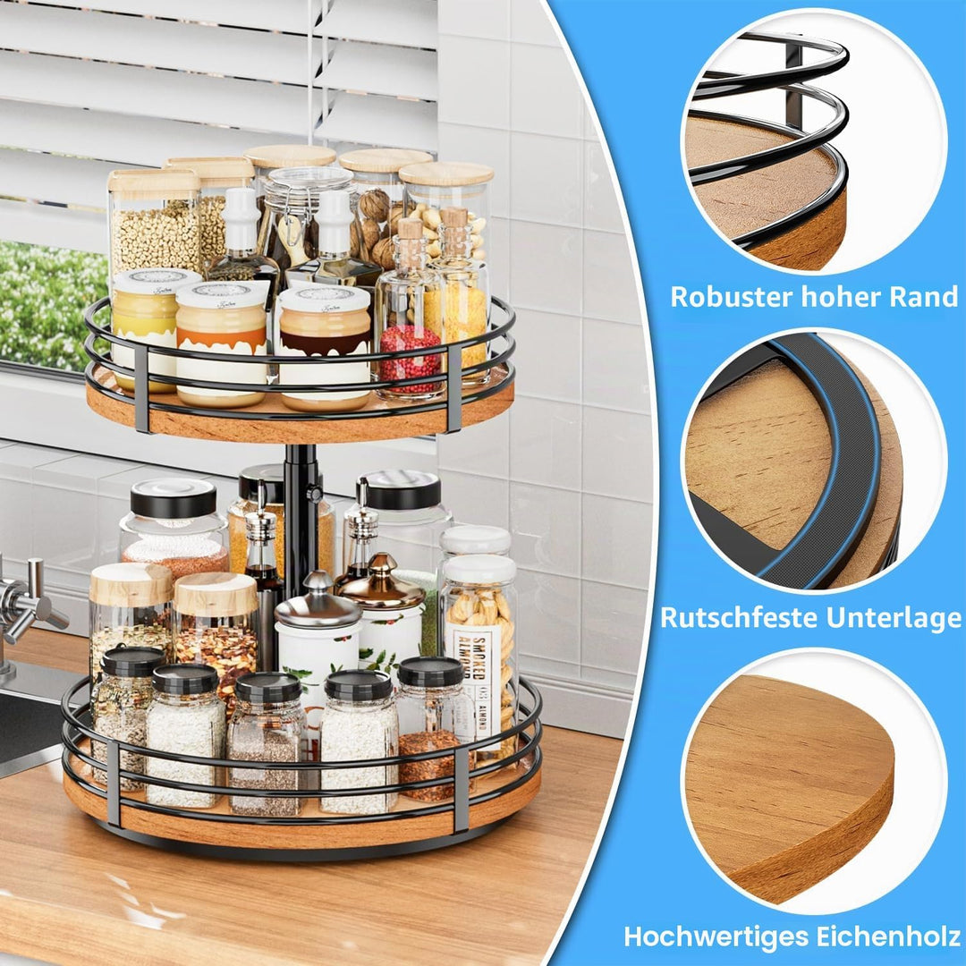 OVICAR Lazy Susan Drehteller-Organizer, verstellbar, 2 Etagen, Holz, drehbar, 30,5 cm, Lazy Susan fü