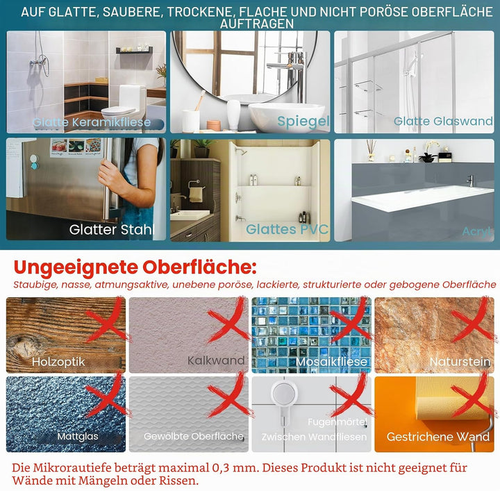 TAILI Dusch-Caddy, Saugnapf, Edelstahl, Rostfrei, ohne Bohren, Wandkorb, Grosses Fassungsvermögen, A