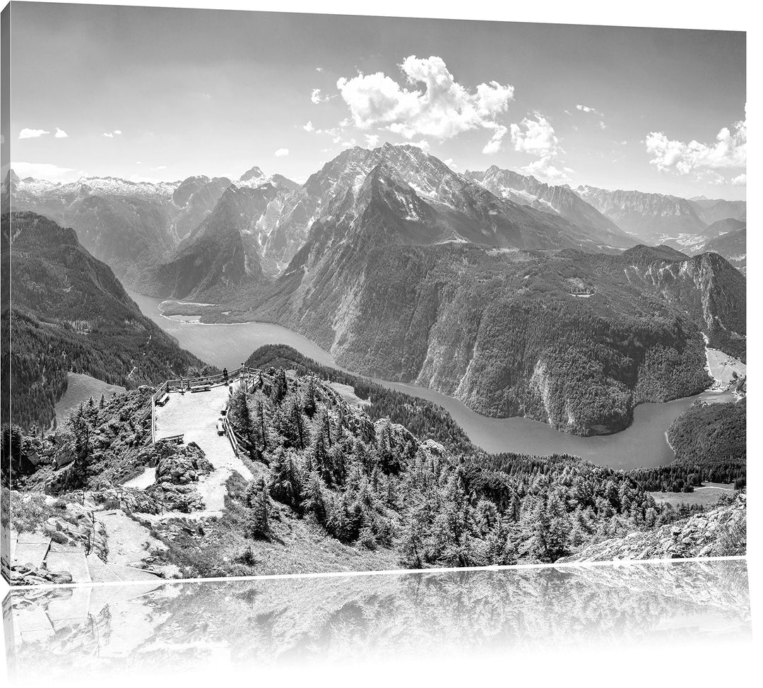 Pixxprint Königssee in Bayern als Leinwandbild/Grösse: 100x70 / Wandbild/Kunstdruck/fertig bespannt,