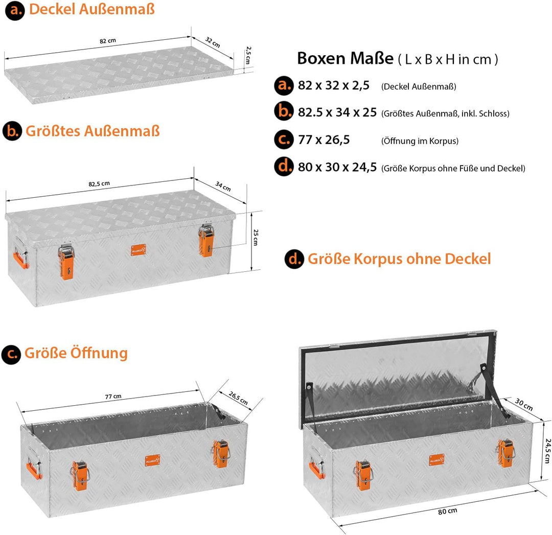 alubox Werkzeugkiste Riffelblech ABX-RL60 Aluminium 1,5mm Werkzeugkiste leicht und robust 60 Liter 0