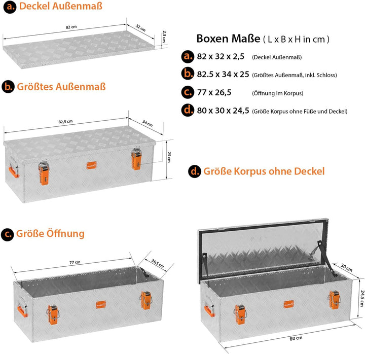 alubox Werkzeugkiste Riffelblech ABX-RL60 Aluminium 1,5mm Werkzeugkiste leicht und robust 60 Liter 0