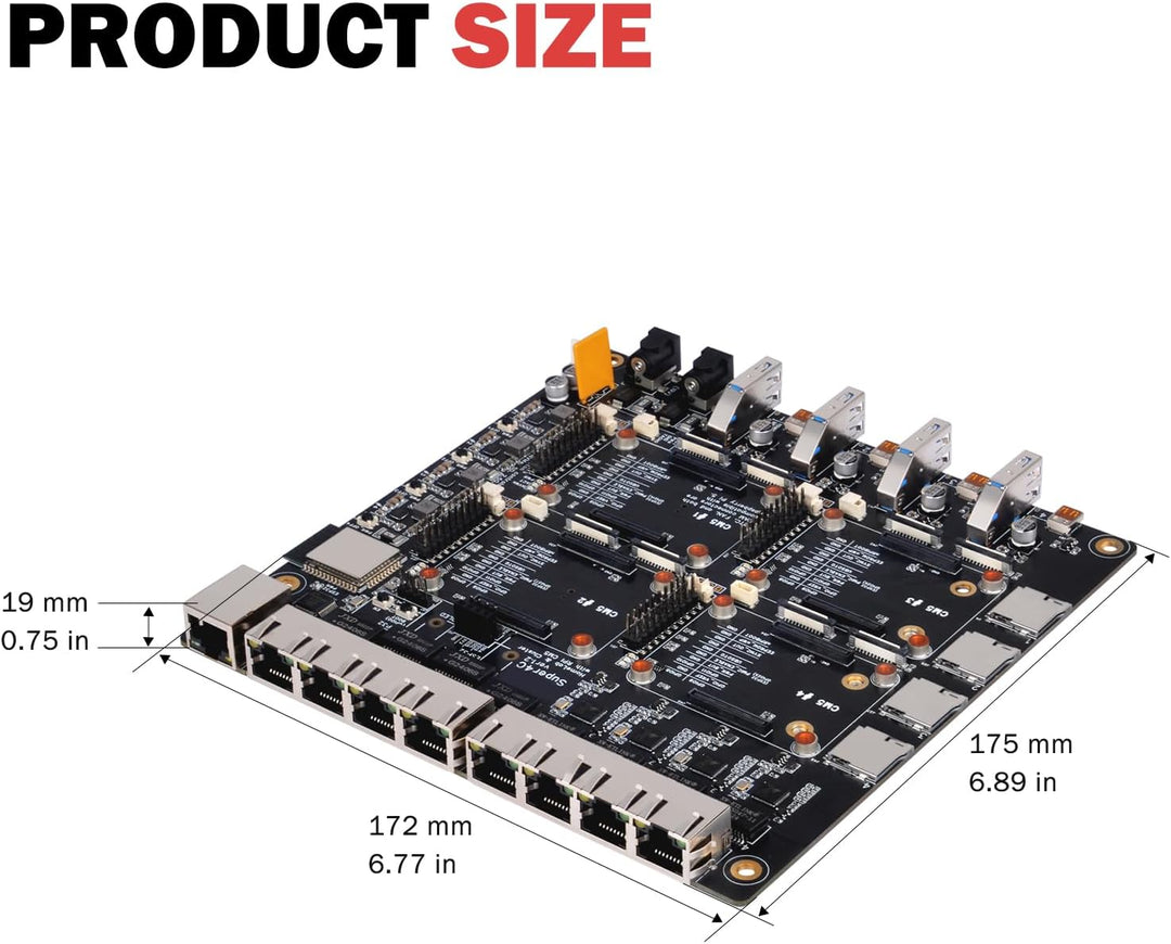 DeskPi Super4C für Raspberry Pi Compute Module 5, Cluster Mini-ITX Board Unterstützt 4 CM5, 2.5GbE +